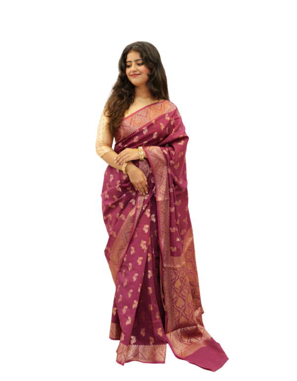 Mauve Semi Silk Banarasi Saree