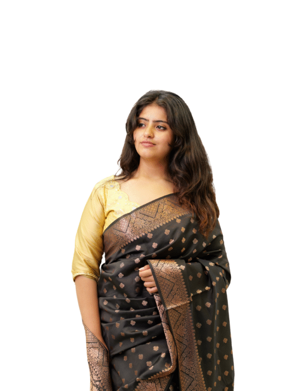 Black Semi Silk Banarasi Saree