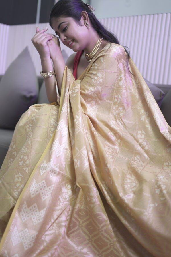 Beige Semi Silk Banarasi Saree