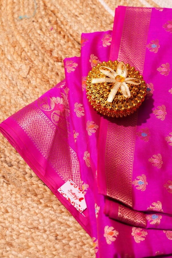 Dark Rani Colour Semi Silk Banarasi Saree